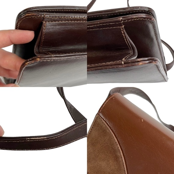 Brown Faux Leather & Suede Patchwork Front Shoulder Purse - Picture 8 of 15